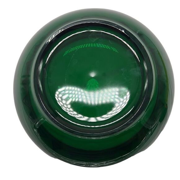 Dalzell Viking Bowl Vintage Green Glass Gold Triangles Hollywood Regency Heavy - Picture 4 of 12